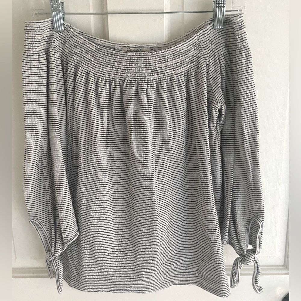 Lucky Brand Black and White Striped Top (boat neck or off-shoulder) in size XS